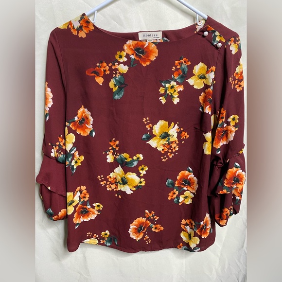 Monteau Tops - Monteau Anthropologie Floral Blouse